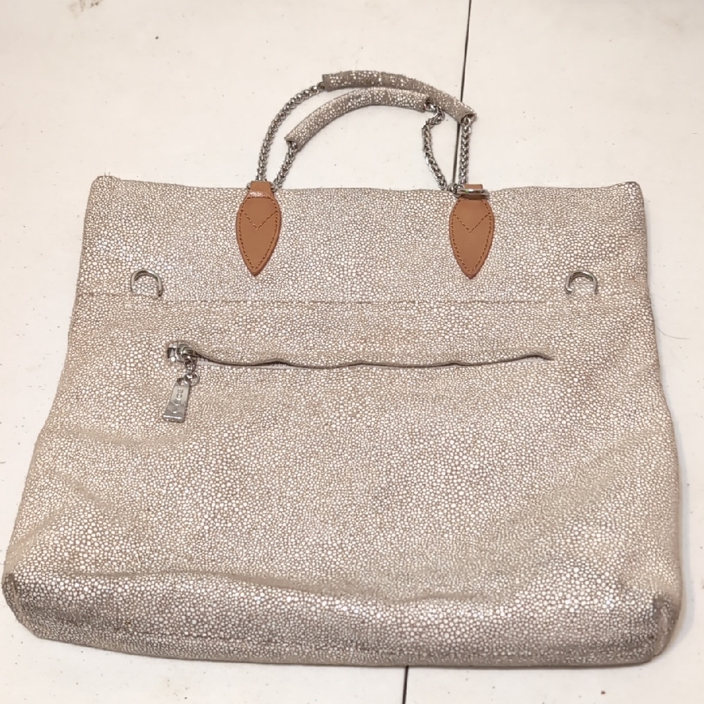 Sorial New York Elegant Silver Women's Handbag With 2 Zippered  Compartments